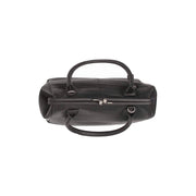 Close-Up Detail of Classic Collar &amp; Heavy-Duty Zipper Hardware on Dorin Full-Grain Leather Handbag 女士