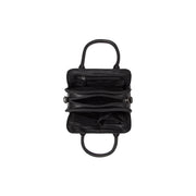 Close-Up Detail of Classic Collar &amp; Heavy-Duty Zipper Hardware on Ezra Full-Grain Leather Handbag 女士