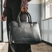 Classic 100% Full-Grain leather Goods - Back View Showing Tailored Shoulder Fit &amp; Clean Hemline