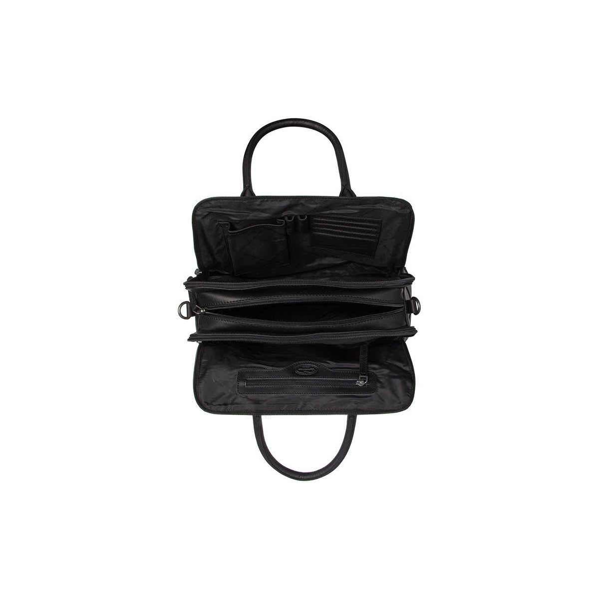 Close-Up Detail of Classic Collar & Heavy-Duty Zipper Hardware on Layton Full-Grain Leather Handbag