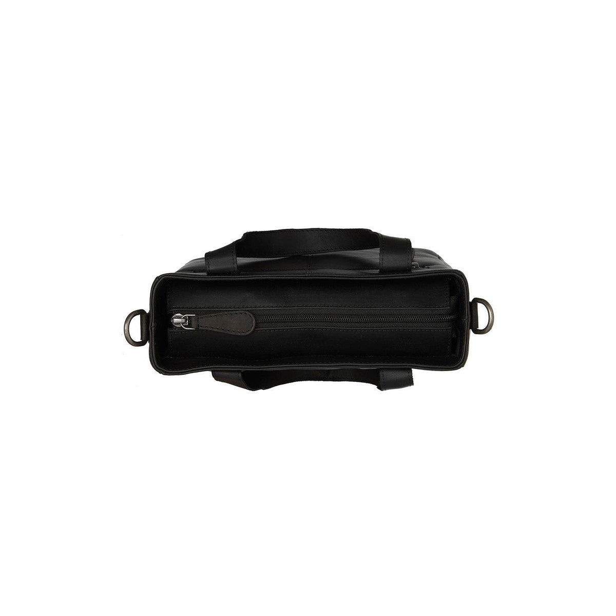 Close-Up Detail of Classic Collar &amp; Heavy-Duty Zipper Hardware on Lingfield Full-Grain Leather Handbag 女士