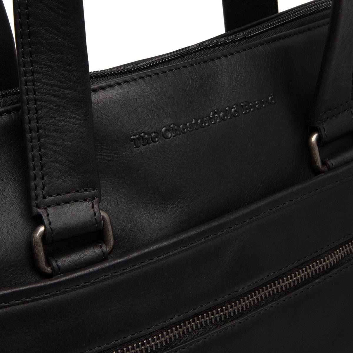 Elvas Full-Grain Leather Laptop Bag 女士 - Structured Side Profile Showing Gusset Depth &amp; Expansion Capacity