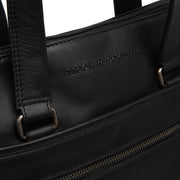 Elvas Full-Grain Leather Laptop Bag 女士 - Structured Side Profile Showing Gusset Depth &amp; Expansion Capacity