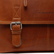 Solid Antique Brass Hardware &amp; Heavy-Duty Dual Zipper Detail on Imperia Full-Grain Leather Laptop Bag 男士