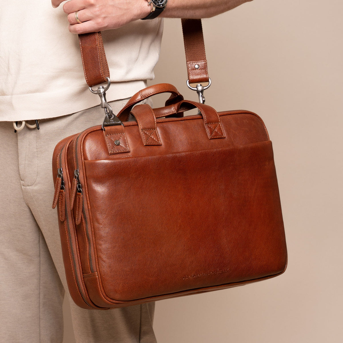 Iseo Full-Grain Leather Laptop Bag 男士 – alternate product view 2