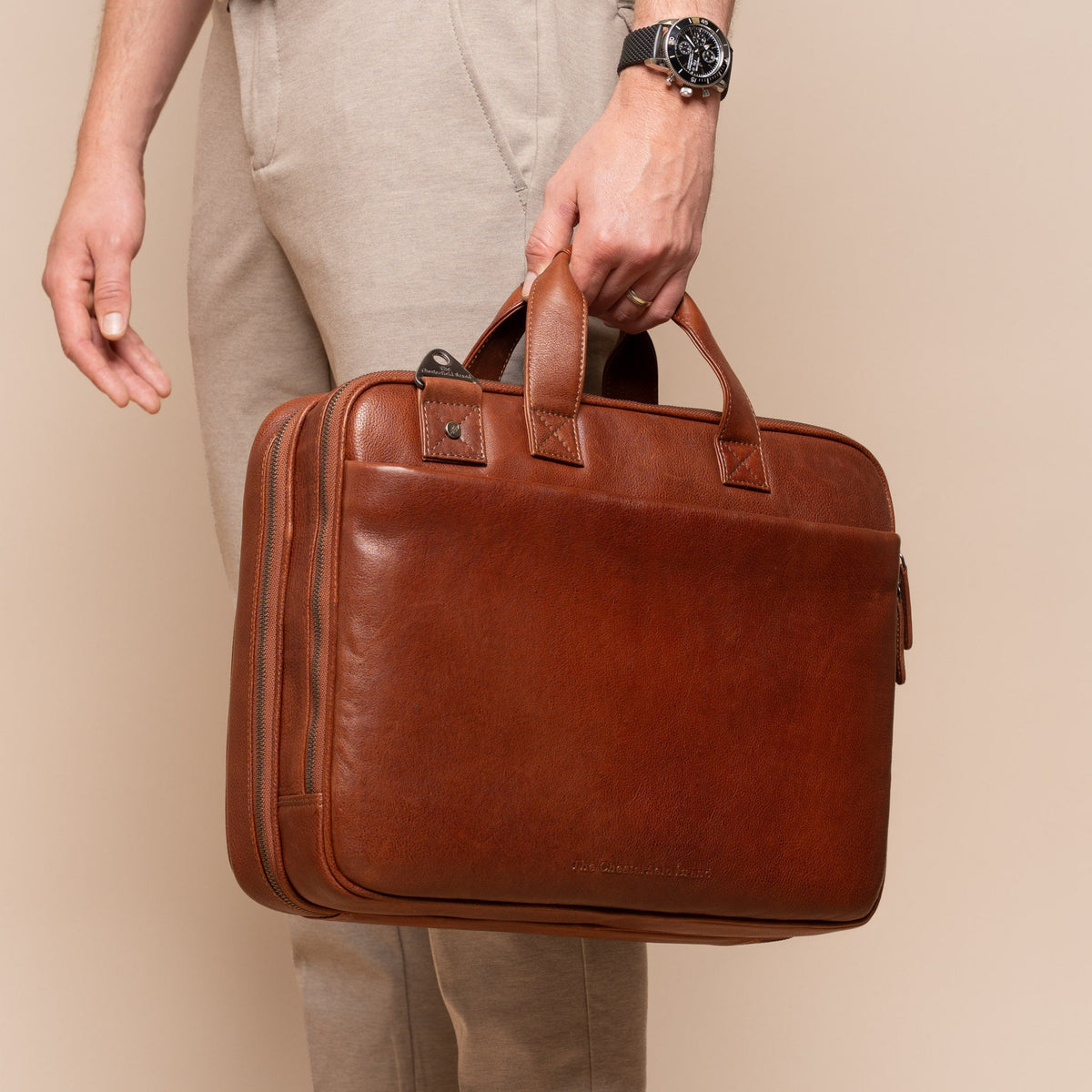 Iseo Full-Grain Leather Laptop Bag 男士 – alternate product view 3
