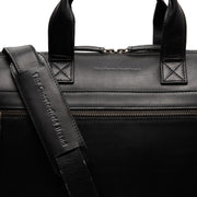 Solid Antique Brass Hardware &amp; Heavy-Duty Dual Zipper Detail on Levanto Full-Grain Leather Laptop Bag 女士