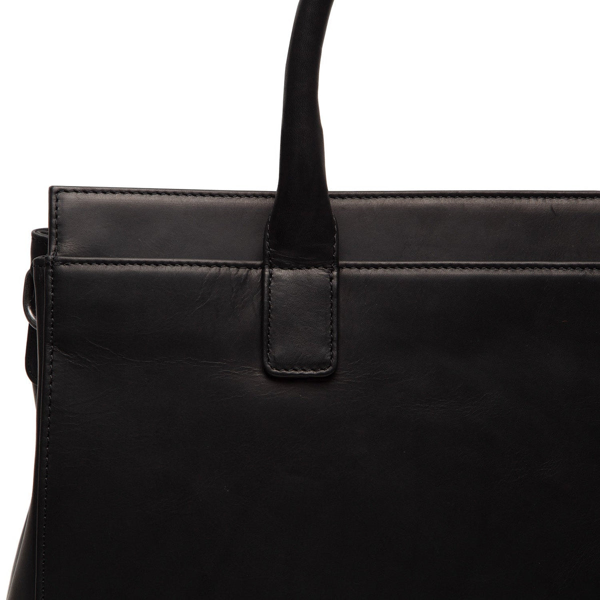 
Solid Antique Brass Hardware & Heavy-Duty Dual Zipper Detail on Rivera 真皮公文电脑包