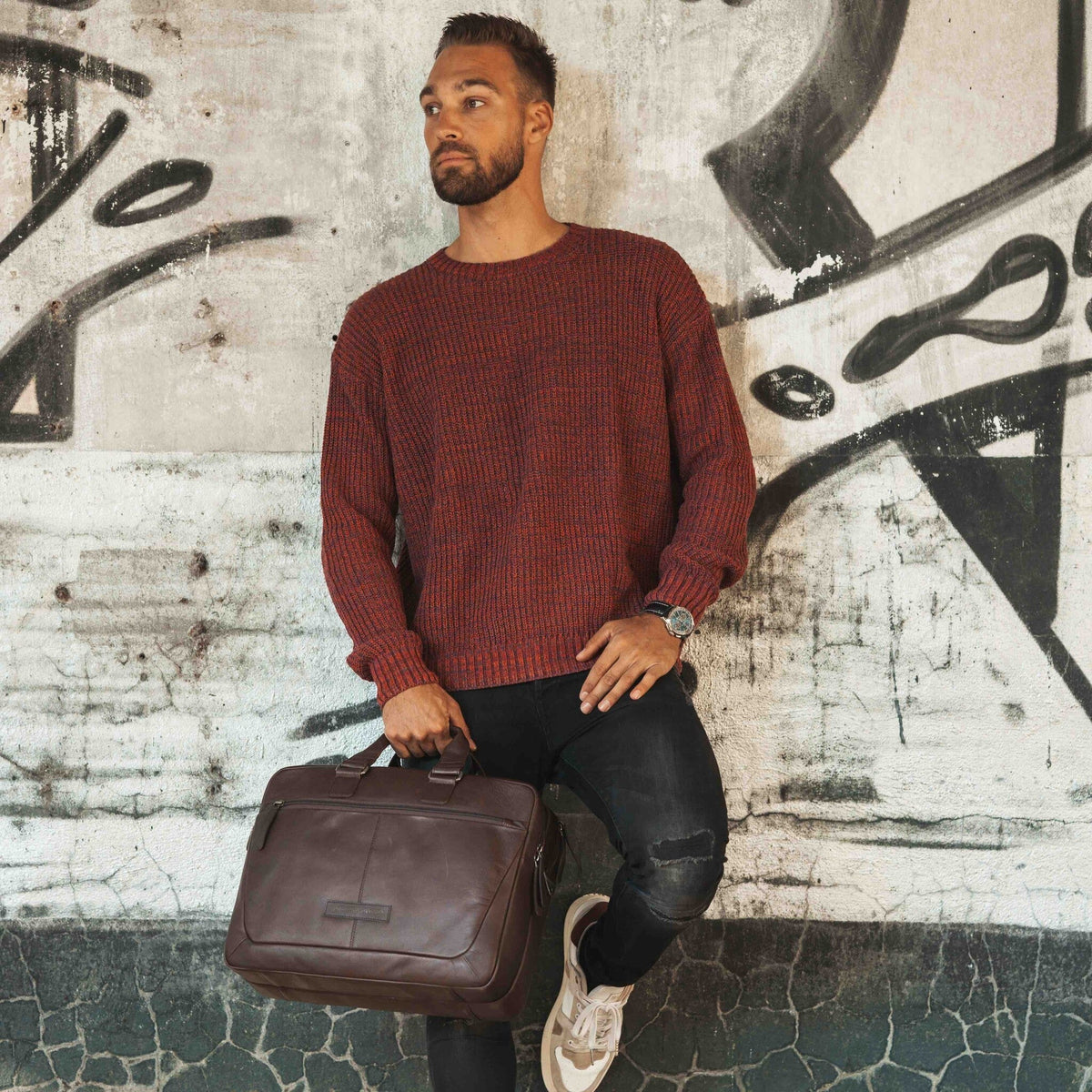Seth Full-Grain Leather Laptop Bag 男士 – alternate product view 3
