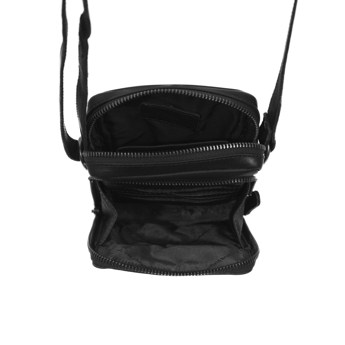 Close-Up Detail of Classic Collar &amp; Heavy-Duty Zipper Hardware on Hamilton Full-Grain Leather Phone Bag 女士