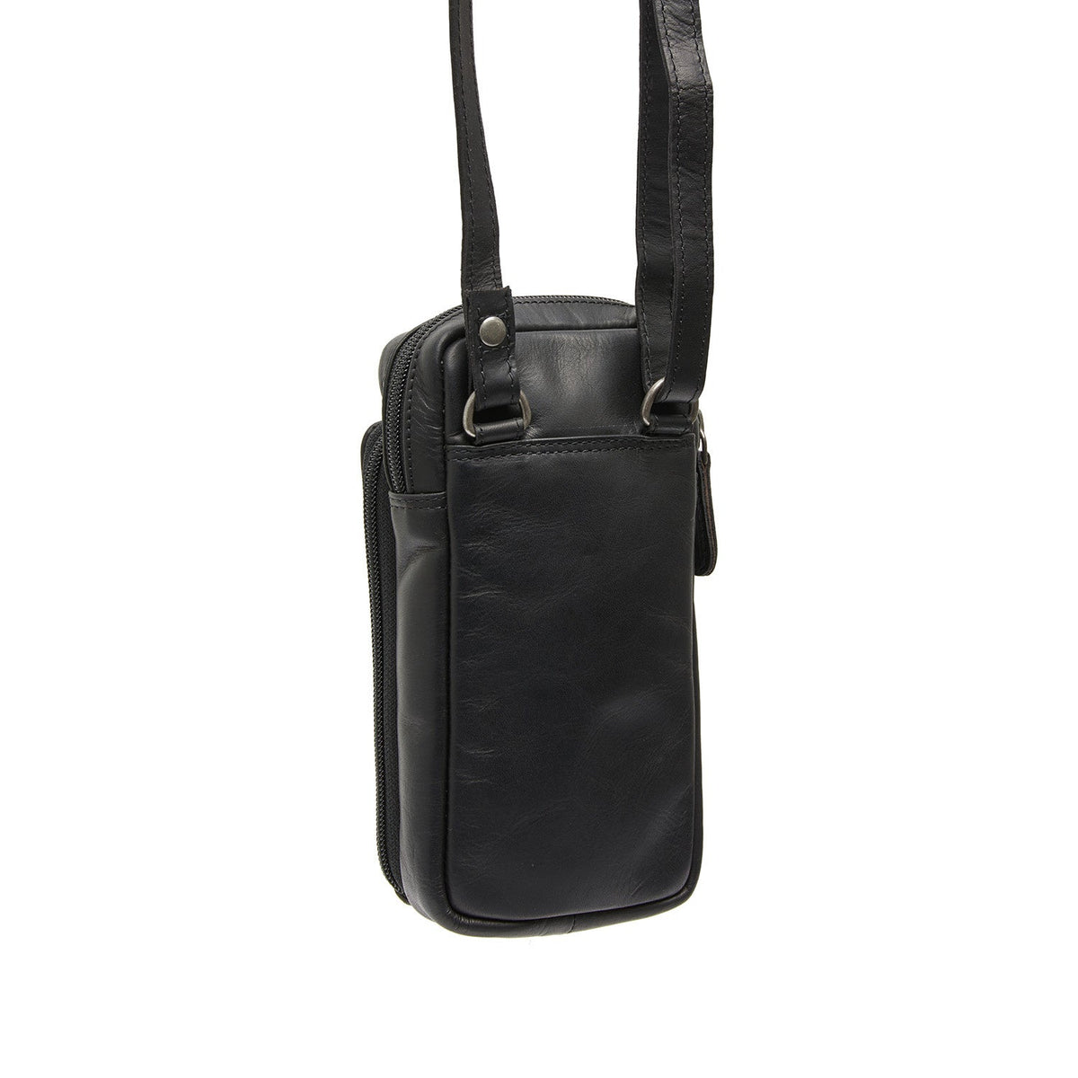 
模特上身效果： Valdes 头层牛皮 Phone Bag 模特试穿展示（自然光垂坠质感）