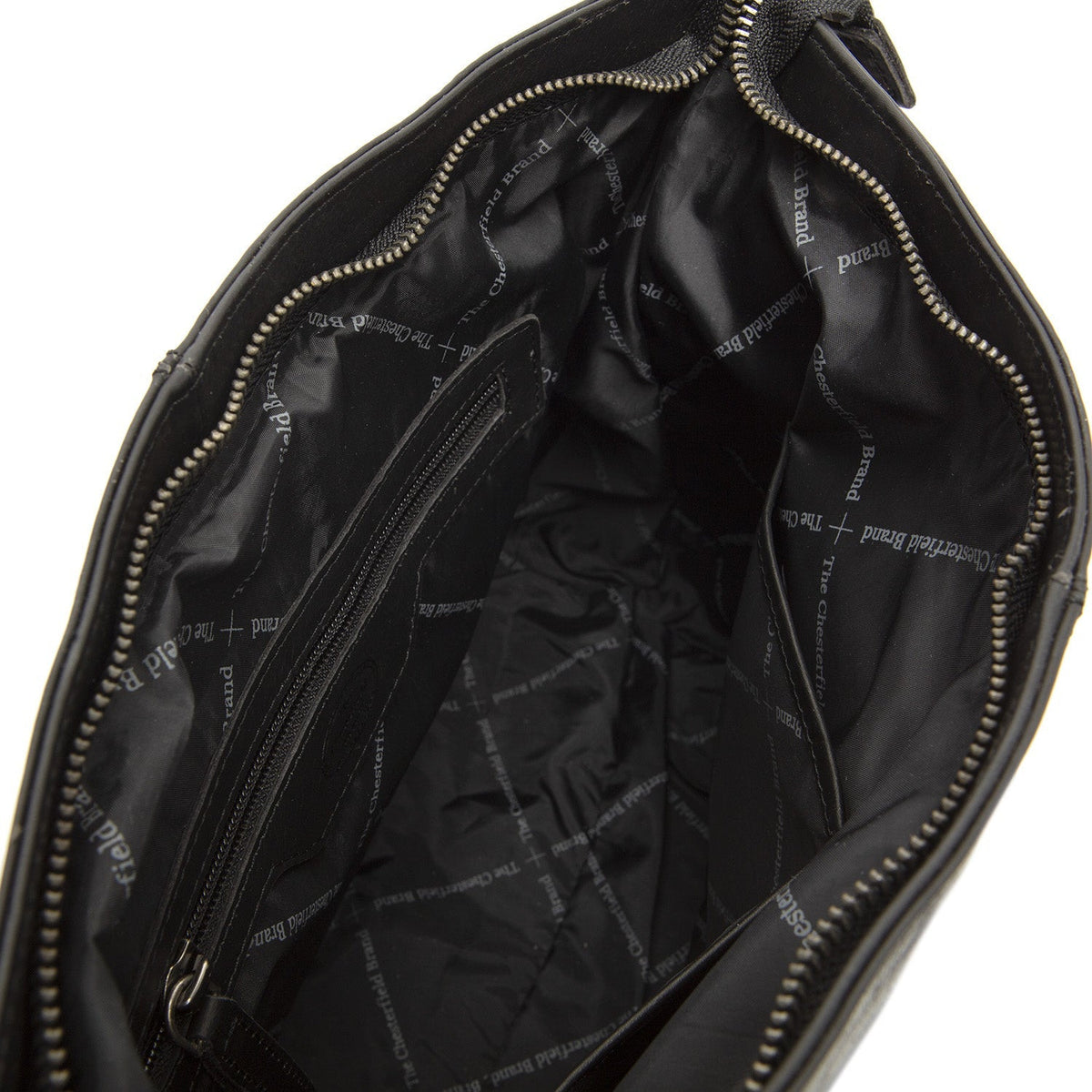 Solid Antique Brass Hardware &amp; Heavy-Duty Dual Zipper Detail on Amelia Full-Grain Leather Shoulder Bag 女士