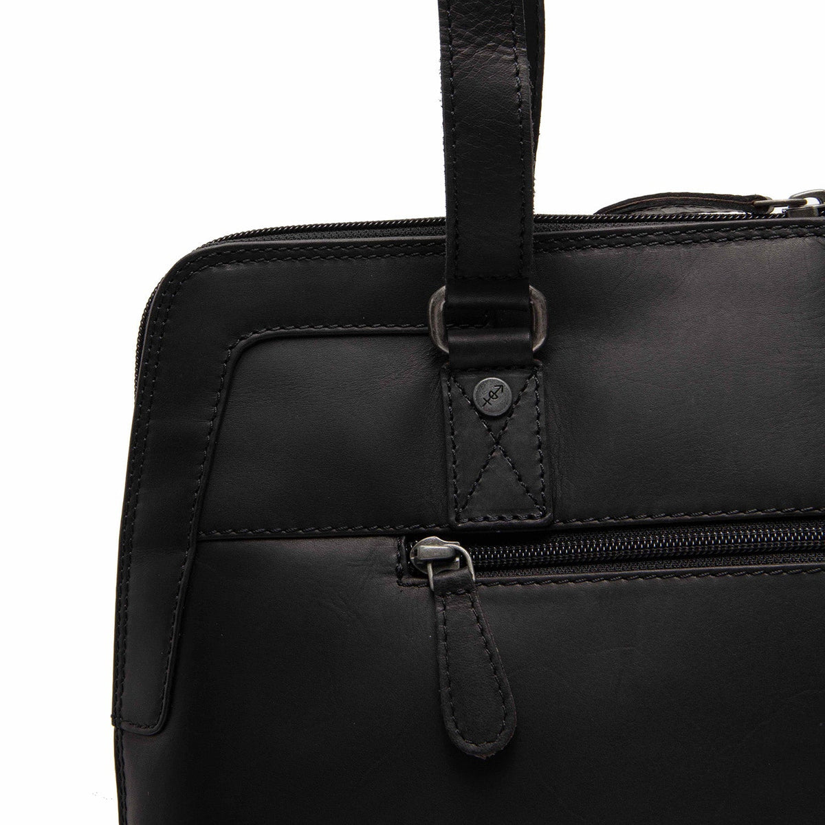 Elvar Full-Grain Leather Shoulder Bag 女士 - Structured Side Profile Showing Gusset Depth &amp; Expansion Capacity