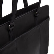 Fidenza Full-Grain Leather Shoulder Bag 女士 - Structured Side Profile Showing Gusset Depth &amp; Expansion Capacity