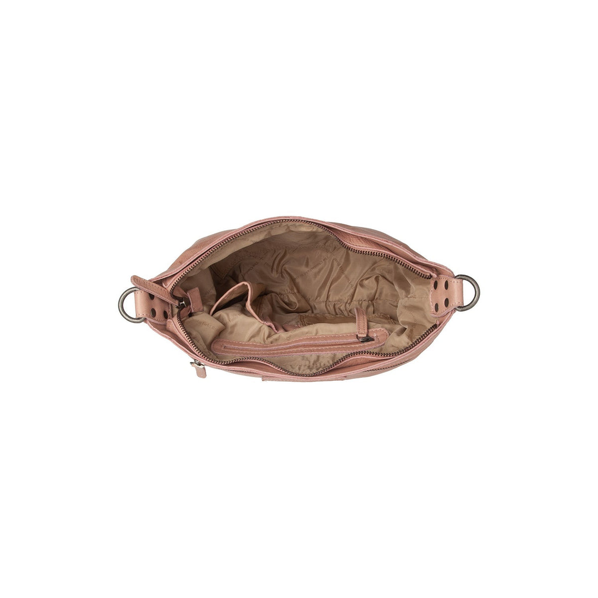 Solid Antique Brass Hardware &amp; Heavy-Duty Dual Zipper Detail on Lucy Full-Grain Leather Shoulder Bag 女士