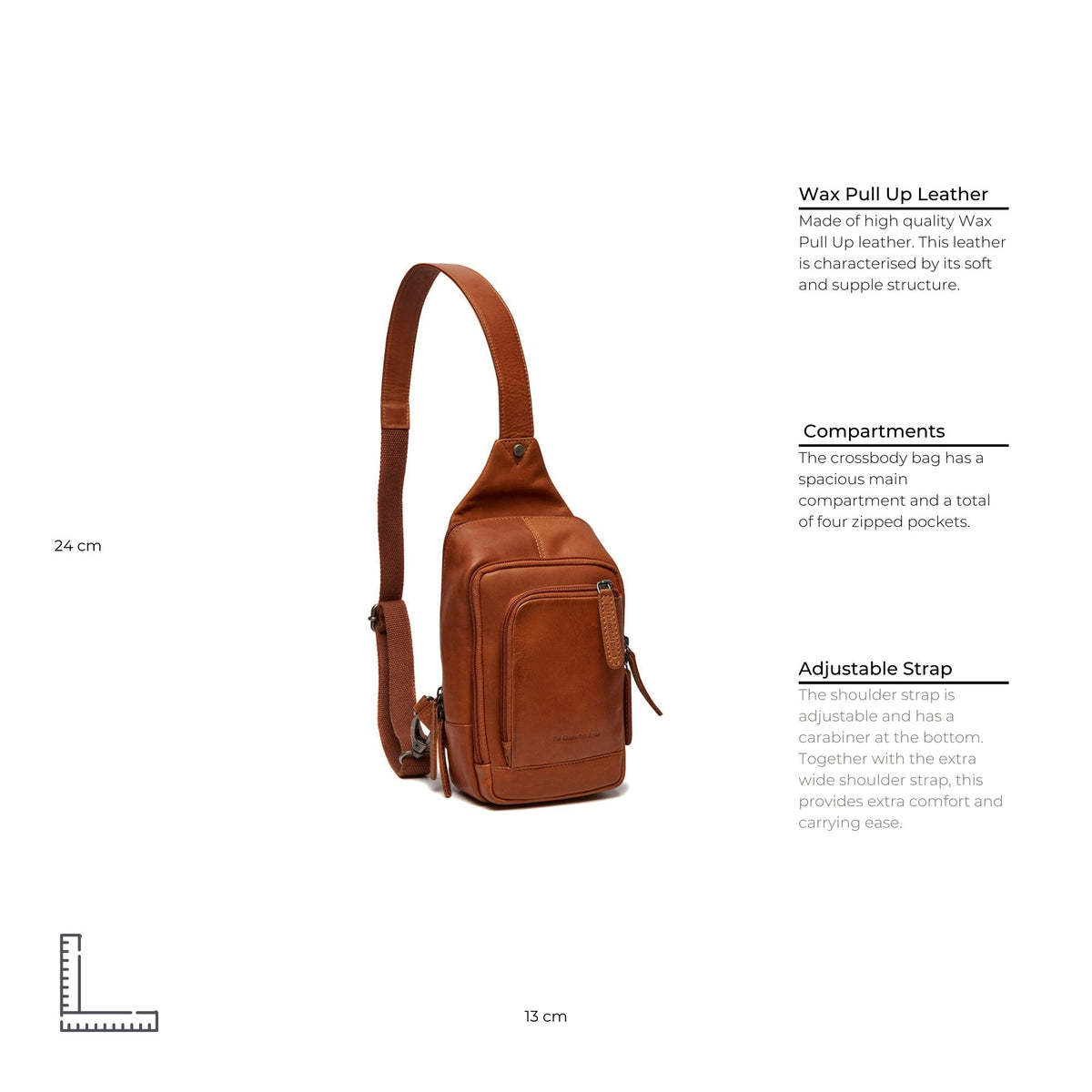 Cognac Leather Sling Bag Riga 女士, detail view 6