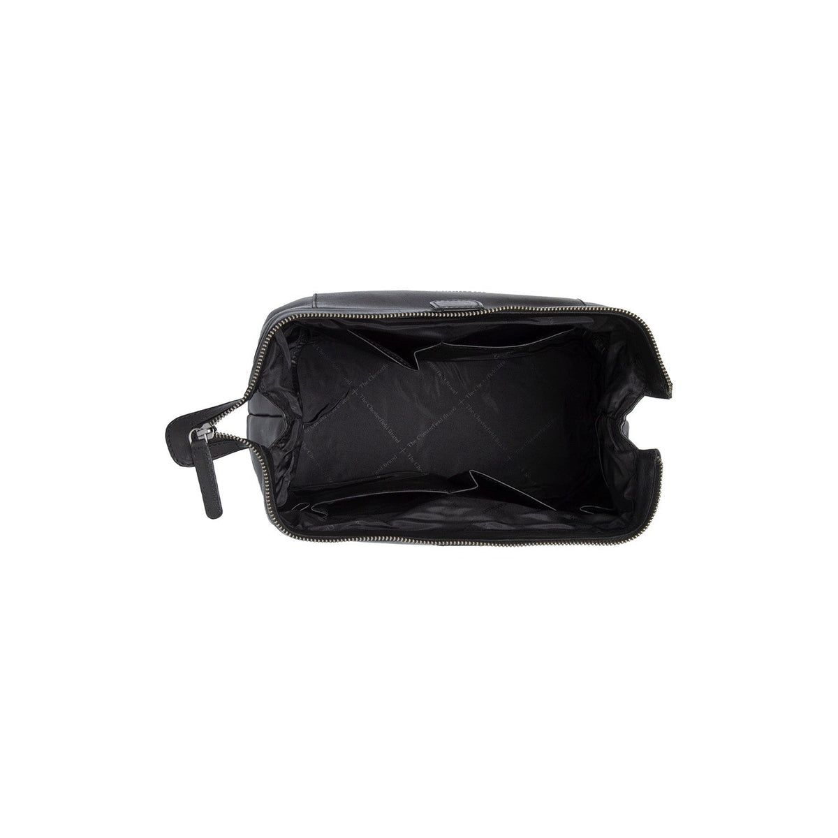 Close-Up Detail of Classic Collar &amp; Heavy-Duty Zipper Hardware on Biassa Full-Grain Leather Toiletry Bag 女士