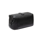Tailored Rib Cuffs &amp; Hem Craftsmanship Construction Detail on Biassa Full-Grain Leather Toiletry Bag 女士