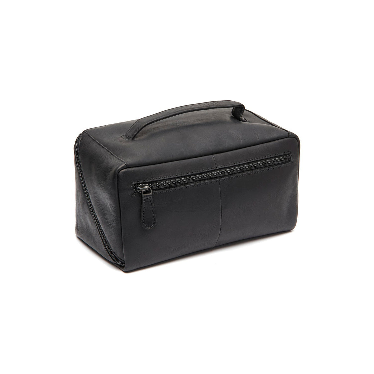 Tailored Rib Cuffs &amp; Hem Craftsmanship Construction Detail on Elmia Full-Grain Leather Toiletry Bag 女士