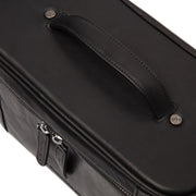 Close-Up Detail of Classic Collar &amp; Heavy-Duty Zipper Hardware on Limone Full-Grain Leather Toiletry Bag 女士
