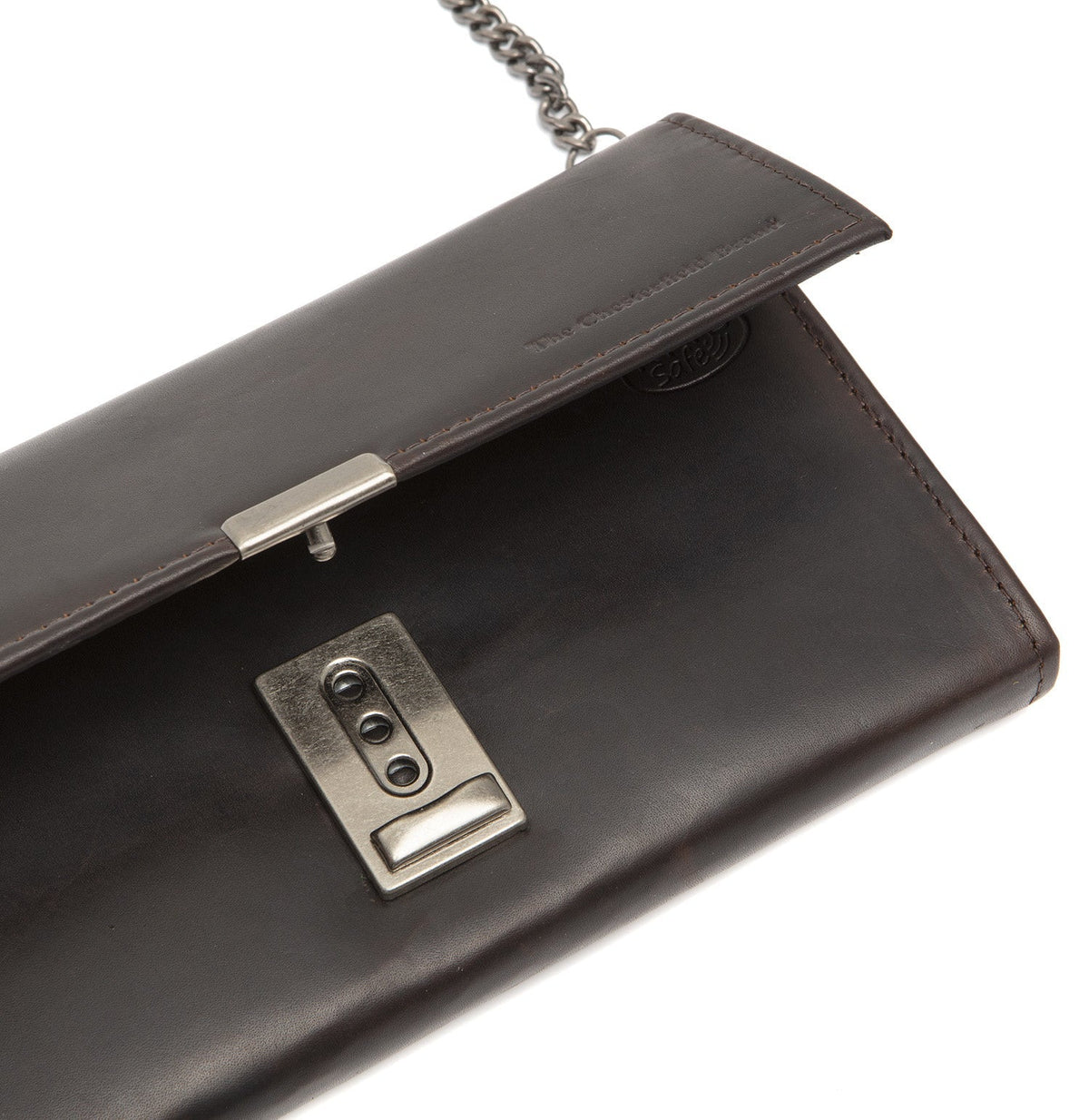 Solid Antique Brass Hardware &amp; Heavy-Duty Dual Zipper Detail on Bora Full-Grain Leather Waiter Wallet 女士