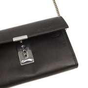 Elba Full-Grain Leather Waiter Wallet 女士 - Structured Side Profile Showing Gusset Depth &amp; Expansion Capacity
