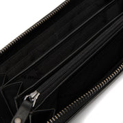 Solid Antique Brass Hardware &amp; Heavy-Duty Dual Zipper Detail on Cantara Full-Grain Leather Wallet 女士