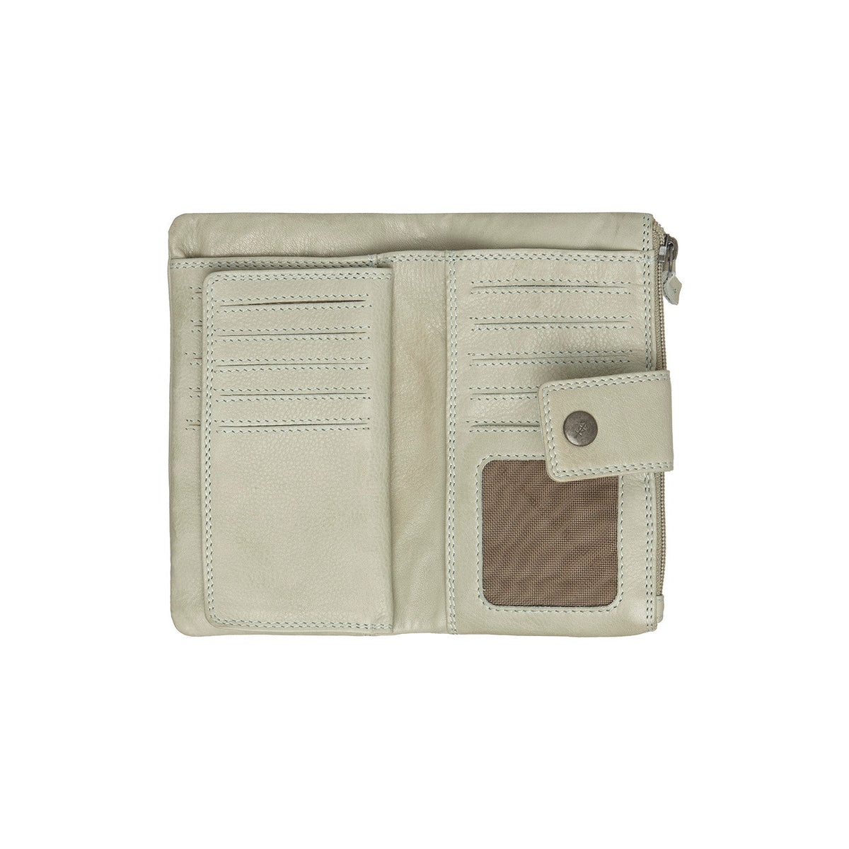Solid Antique Brass Hardware &amp; Heavy-Duty Dual Zipper Detail on Fresno Full-Grain Leather Wallet 女士