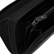 Solid Antique Brass Hardware &amp; Heavy-Duty Dual Zipper Detail on Hadley Full-Grain Leather Wallet 女士