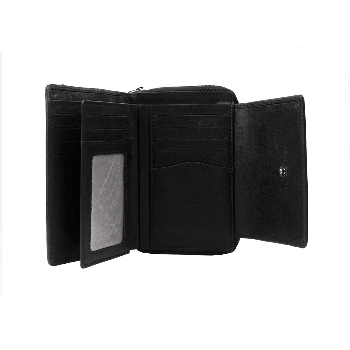 Solid Antique Brass Hardware &amp; Heavy-Duty Dual Zipper Detail on Hanoi Full-Grain Leather Wallet 女士