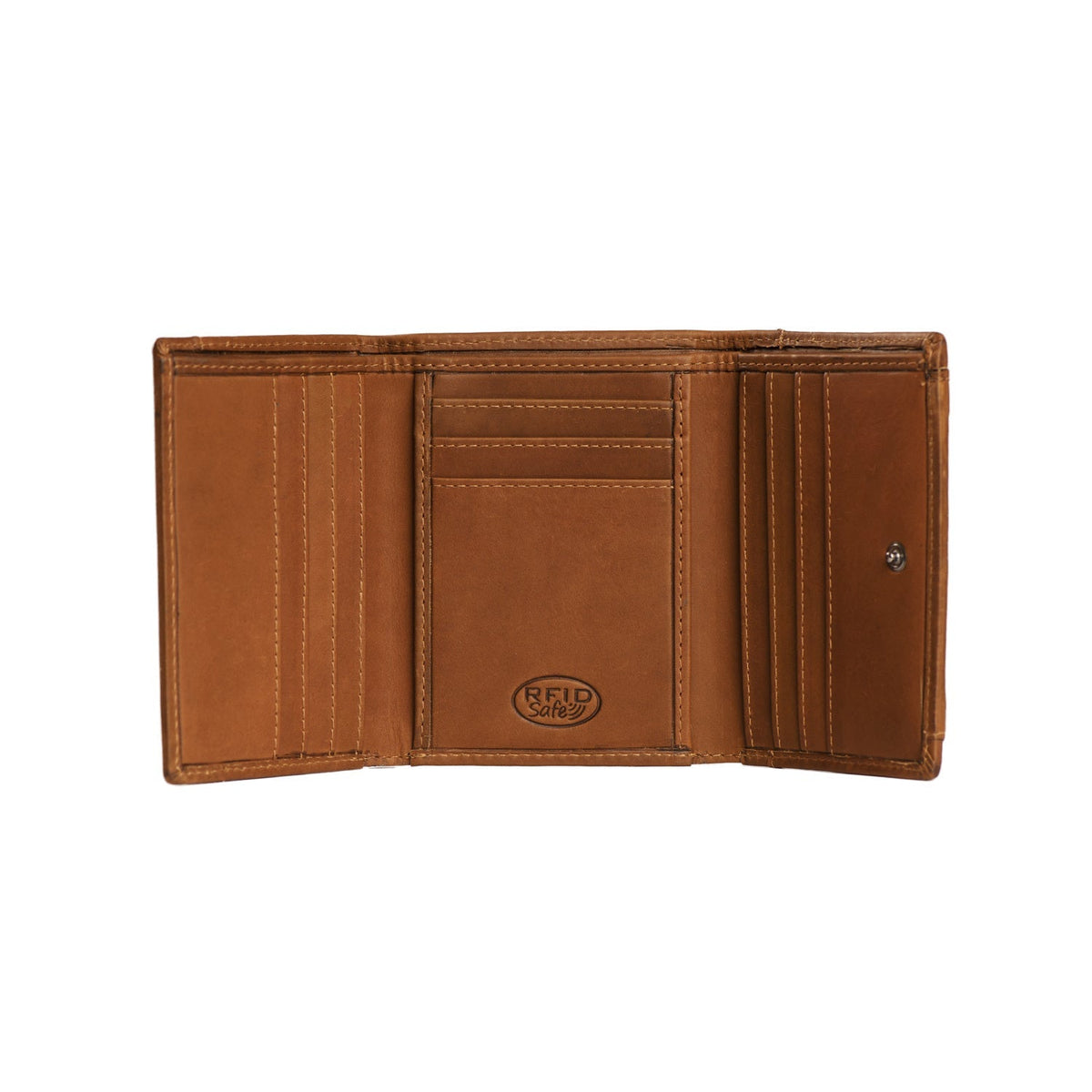 Harthoft Full-Grain Leather Wallet 女士 - Structured Side Profile Showing Gusset Depth &amp; Expansion Capacity