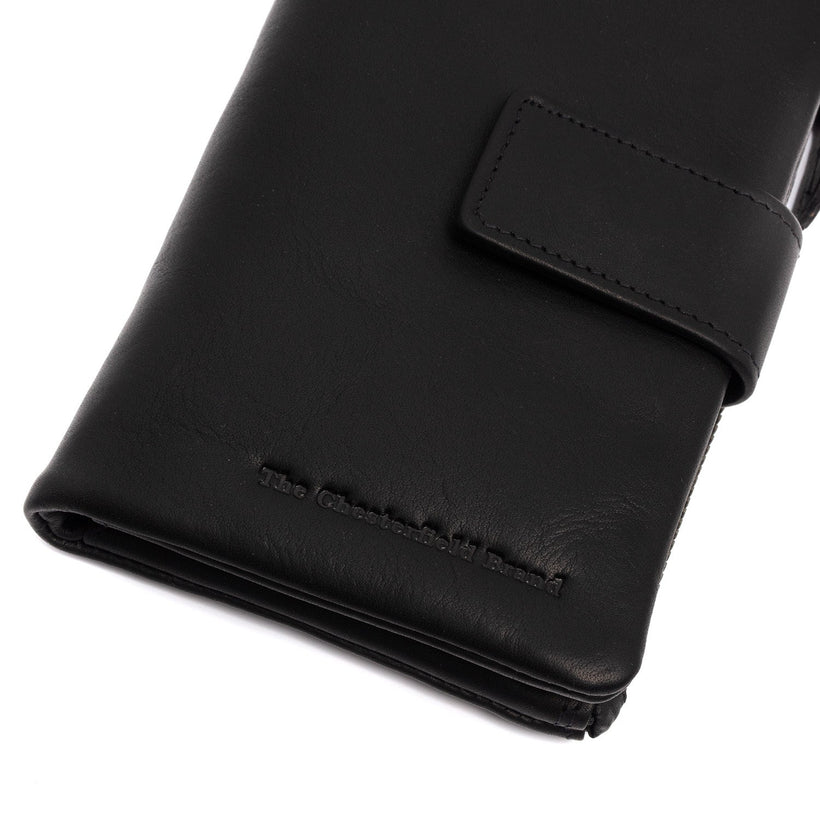 Classic 100% Full-Grain leather Wallet - Rear Perspective Showing Reinforced Leather Straps & Stitching