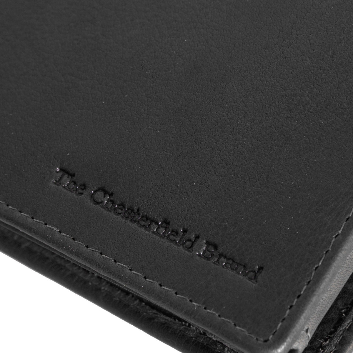 Solid Antique Brass Hardware &amp; Heavy-Duty Dual Zipper Detail on Marion Full-Grain Leather Wallet 男士