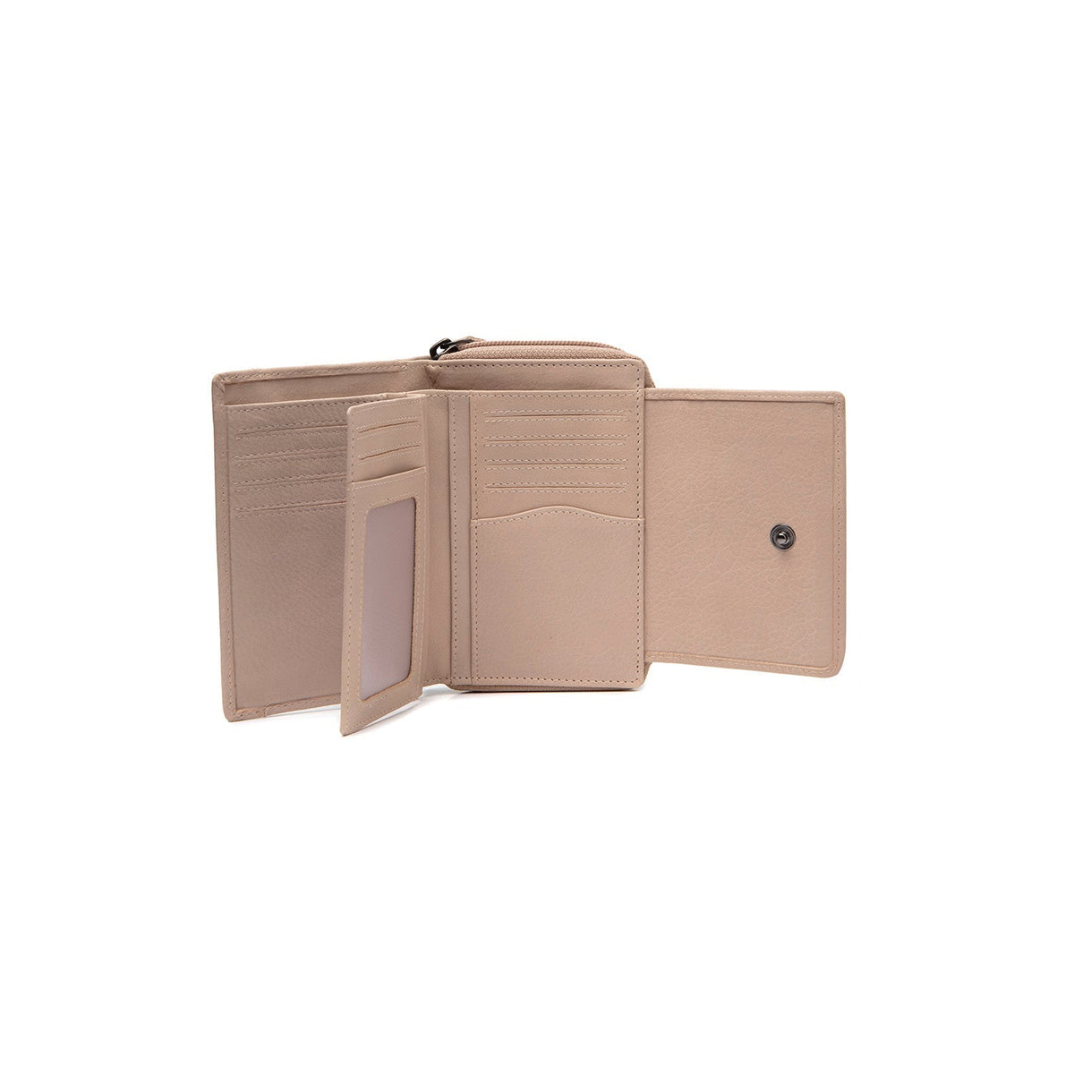 Solid Antique Brass Hardware &amp; Heavy-Duty Dual Zipper Detail on Orveta Full-Grain Leather Wallet 女士