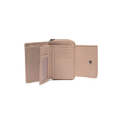 Solid Antique Brass Hardware &amp; Heavy-Duty Dual Zipper Detail on Orveta Full-Grain Leather Wallet 女士
