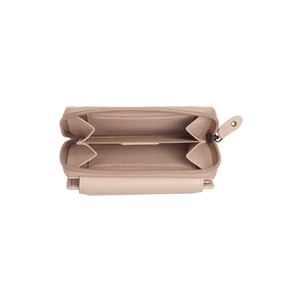 Orveta Full-Grain Leather Wallet 女士 - Structured Side Profile Showing Gusset Depth &amp; Expansion Capacity
