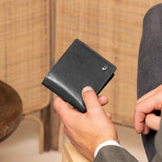 Tan 100% Full-Grain leather Wallet - Rear Perspective Showing Reinforced Leather Straps &amp; Stitching