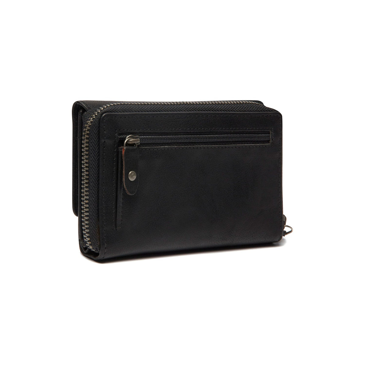 Rhodos Full-Grain Leather Wallet 女士 - Structured Side Profile Showing Gusset Depth &amp; Expansion Capacity