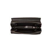 Solid Antique Brass Hardware &amp; Heavy-Duty Dual Zipper Detail on Salviano Full-Grain Leather Wallet 女士