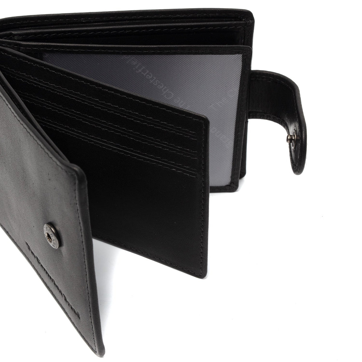 Yamba Full-Grain Leather Wallet 男士 - Structured Side Profile Showing Gusset Depth &amp; Expansion Capacity