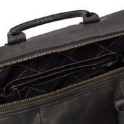 Solid Antique Brass Hardware &amp; Heavy-Duty Dual Zipper Detail on Portsmouth Full-Grain Leather Weekender Bag 女士