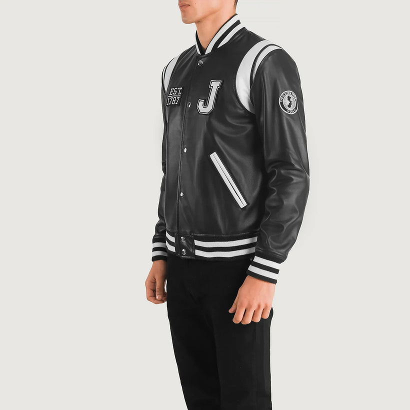 Liberte New Jersey 黑色 Leather Varsity 真皮夹克 男士