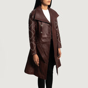 Women's Missoni Maroon 真皮长款风衣 女士 - Lateral Side Profile View Showing Sleeve Cut &amp; Athletic Taper Fit