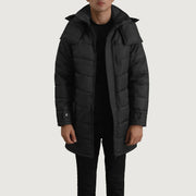 
Moore 经典黑 Hooded Parka 男士 经典黑色头层牛皮 - 正面版型与定制立体剪裁轮廓 | 官方商城选购