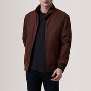 Morrison 棕色 Canvas 真皮飞行员夹克 男士 For Men in Brown Waxed Cotton Canvas - Front Profile View &amp; Tailored Silhouette | Buy Online