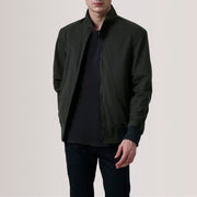 Morrison Olive Canvas 真皮飞行员夹克 男士 For Men in Olive Waxed Cotton Canvas - Front Profile View &amp; Tailored Silhouette | Buy Online