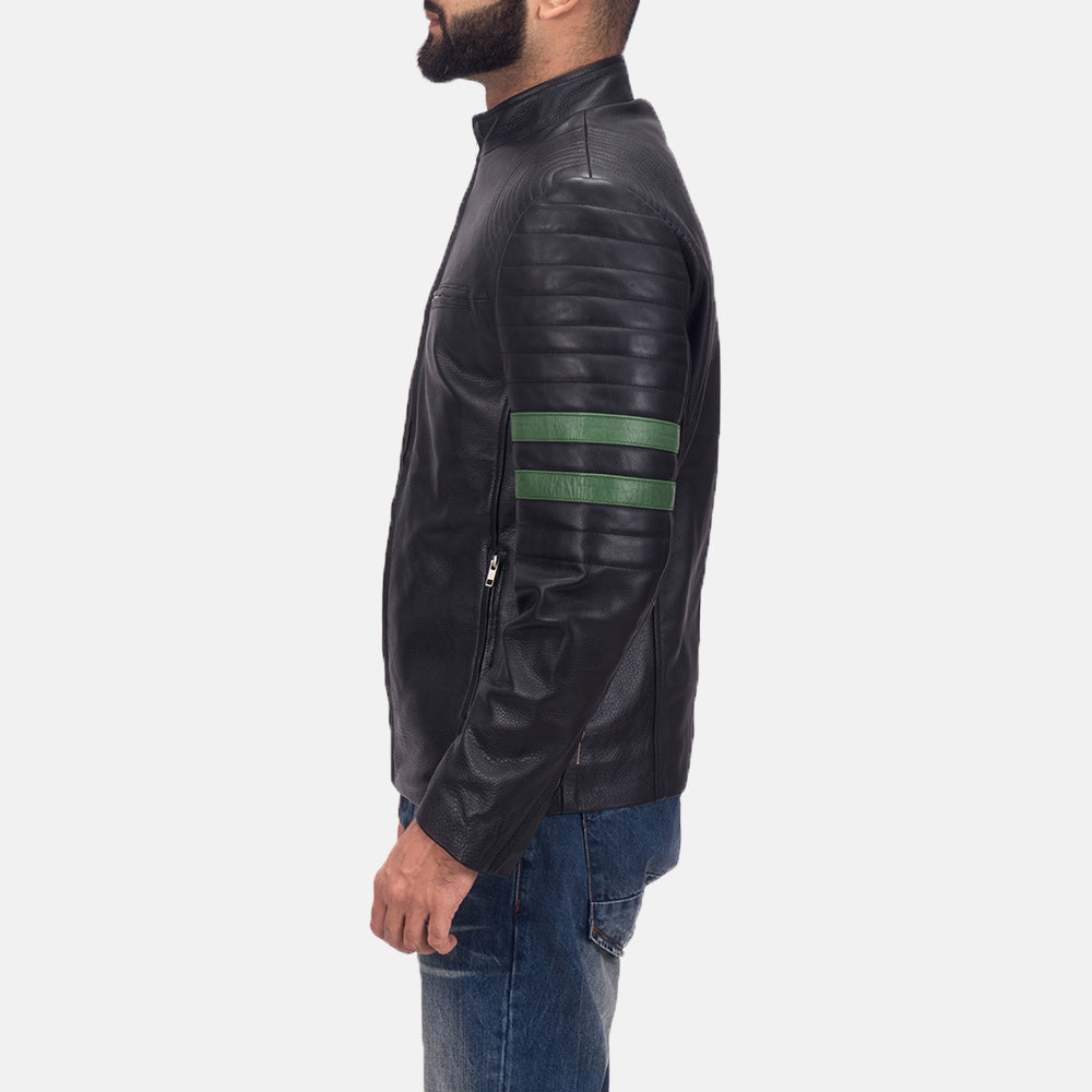 Night Trooper 真皮夹克 男士 - Lateral Side Profile View Showing Sleeve Cut &amp; Athletic Taper Fit