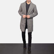 
Petrillo Grey Wool Single Breasted 真皮大衣 男士 in Grey Synthetic Wool - 正面版型与定制立体剪裁轮廓 | 官方商城选购