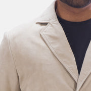 Men's Professor By Day Suede 真皮西装外套 男士 - Lateral Side Profile View Showing Sleeve Cut &amp; Athletic Taper Fit