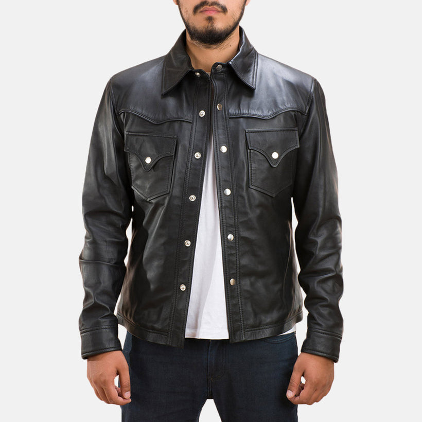 Ranchson 黑色 Leather Shirt 男士